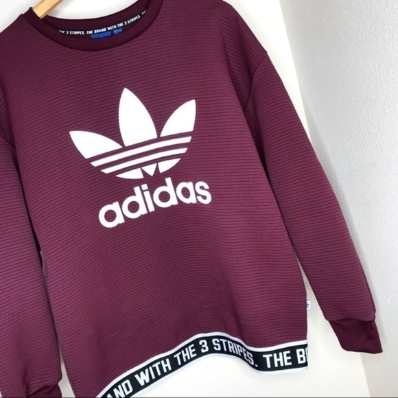 Adidas Trefoil Burgundy Crew Neck Sweatshirt - Picture 6 of 8